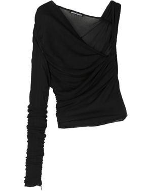 ANDREADAMO Asymmetric Ribbed Jersey Top - Black