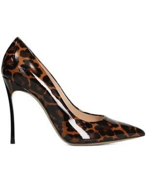 Casadei Leopard-Print Patent-Leather Court Shoes - White