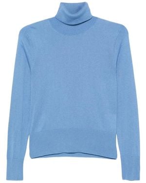 Alpha Studio Roll-Neck Knitted Sweater - Blue