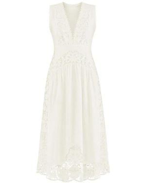FARM Rio Richelieu Sleeveless Midi Dress - White
