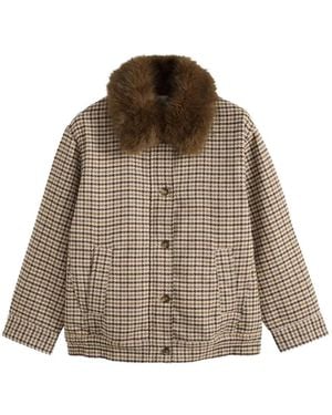 Levi's Billie Faux-Fur Collar Houndstooth Jacket - Brown