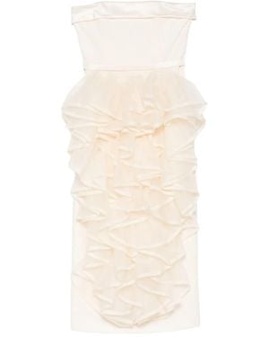 Viktor & Rolf Ruffled Strapless Midi Dress - White