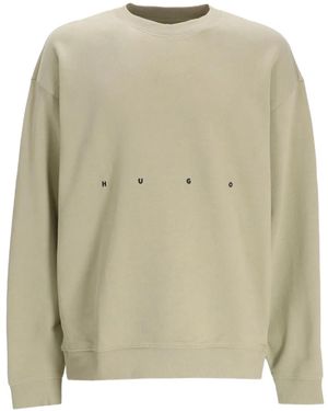 HUGO Sweatshirt Mit Logo-Stickerei - Natur