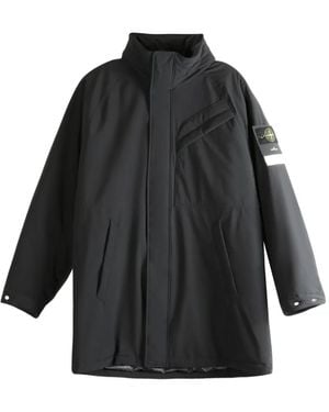 Stone Island Long Coat - Black