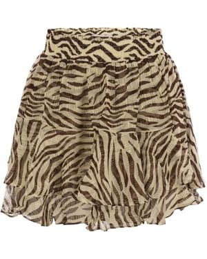 Mc2 Saint Barth Eivissa zebra-print ruffled mini skirt - Neutro