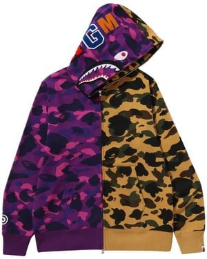 A Bathing Ape Split-Camo Full-Zip Hoodie - Purple