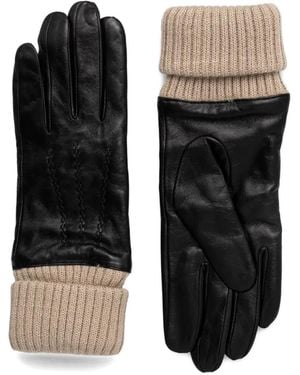 EMU Gants En Cuir À Design Matelassé - Noir