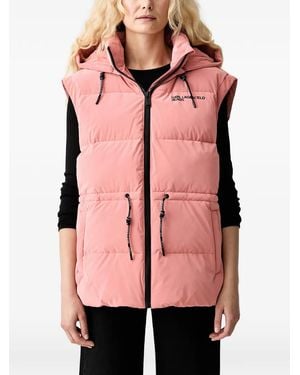 KARL LAGERFELD Padded Hooded Gilet - Pink