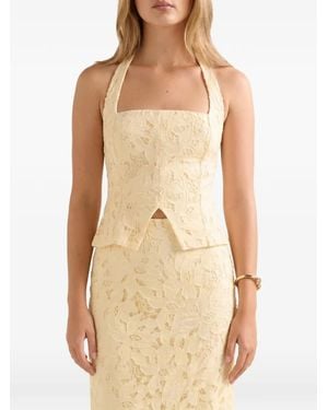 EVER NEW Sally Floral-Embroidered Halter Top - Natural