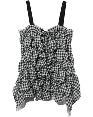 Tao Comme Des Garçons Gingham Ruffled Top - Black