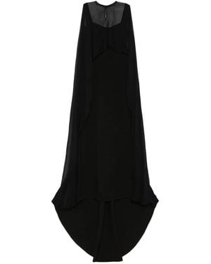 Atu Body Couture Detachable-Cape Maxi Dress - Black
