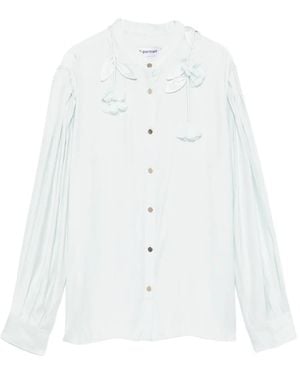 Self-Portrait Floral-Embellished Shirt - White