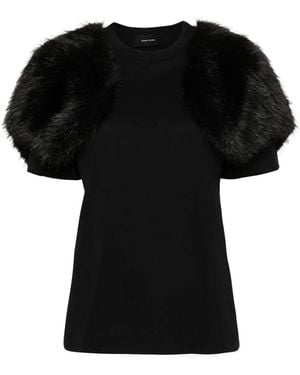 Simone Rocha エコファーディテール Tシャツ - ブラック