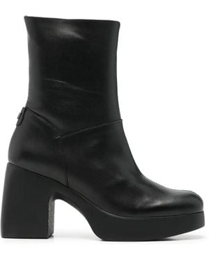 Wonders Lady 101 Platform Leather Ankle Boots - Black
