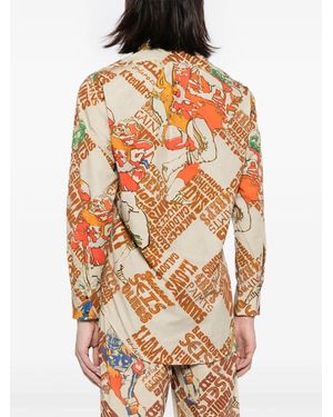 ERL Graphic-Print Cotton Shirt - Brown