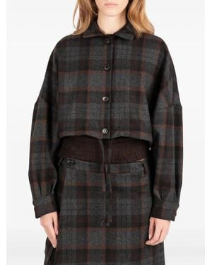 Societe Anonyme Checked Wool Jacket - Black