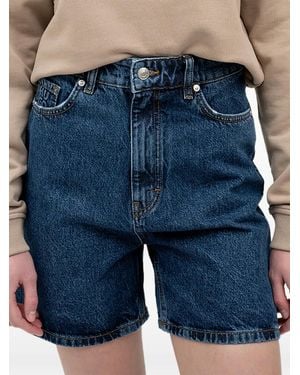HUGO Logo-Patch Denim Shorts - Blue