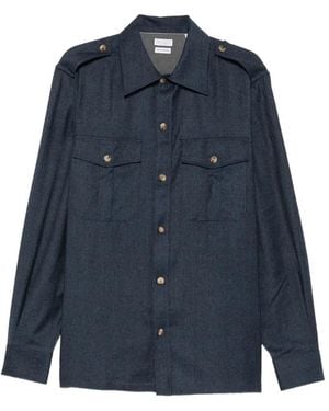 Brunello Cucinelli Camicia Con Bottoni E Spalline - Blu