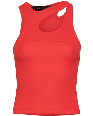 OTTOLINGER Logo-Printed Ribbed Top - Red