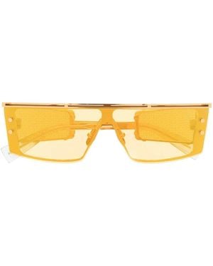 Balmain Wonder Boy Iii Rectangular-Frame Sunglasses - Yellow