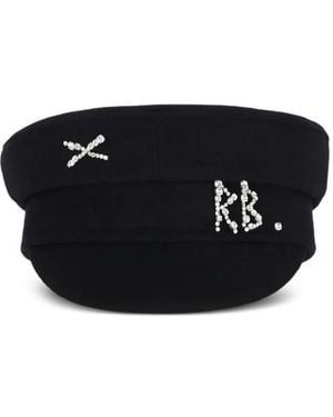 Ruslan Baginskiy Baker-Boy Rhinestone-Embellished Hat - Black