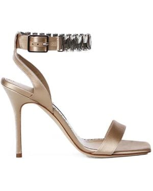 Manolo Blahnik Bayosan Crystal-Embellished Buckle-Fastening Sandals - White