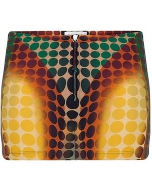 Jean Paul Gaultier Zip-Up Dots-Print Mini Skirt - Orange