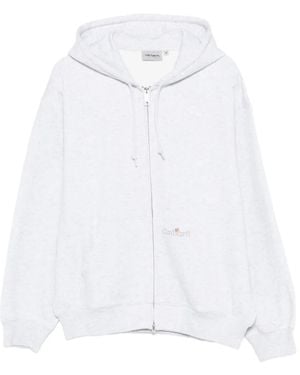 Carhartt Logo-Embroidered Zip-Up Hoodie - White