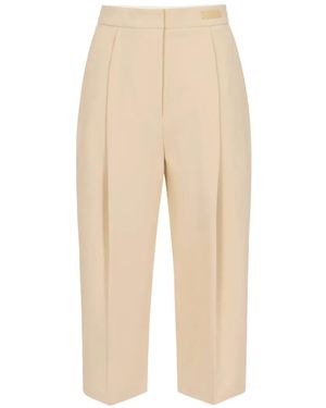 Elisabetta Franchi Lichtgewicht Crêpe Stoffen Broek - Naturel
