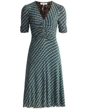 Diane von Furstenberg Koren Reversible Geometric-Print Midi Dress - Green