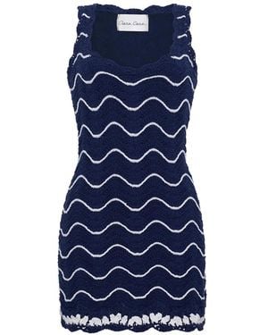 Cara Cara Orel Zigzag-Knit Mini Dress - Blue