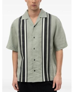 HUGO Vertical-Stripe Short-Sleeve Shirt - Green
