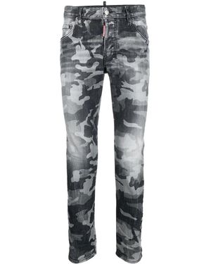 DSquared² Camouflage-Print Bootcut Jeans - Gray