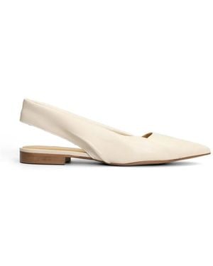 Alchimia Pointed-Toe Slingback Flat Pumps - Natural