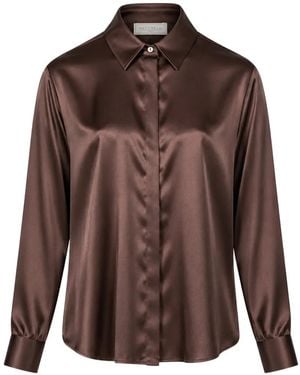 Antonelli Satin-Finish Long-Sleeve Shirt - Brown