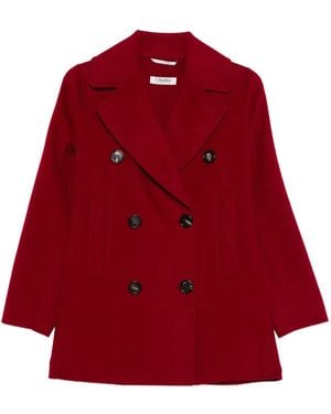 Max Mara Double-Breasted Wool Coat - Red