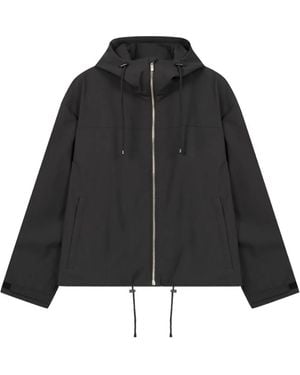 ROUGH Logo-Print Hooded Jacket - Black