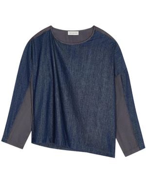 Dries Van Noten パネル デニムブラウス - ブルー