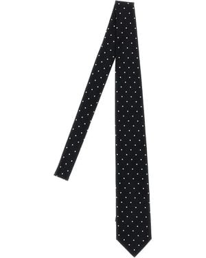 Brioni Polka Dot-Pattern Jacquard Tie - Black