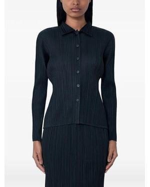 Pleats Please Issey Miyake Pleated Button-Down Shirt - Blue
