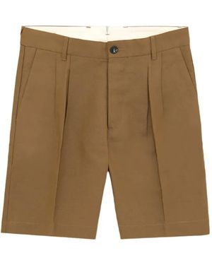 Fortela Pleats Cotton Bermuda Shorts - White