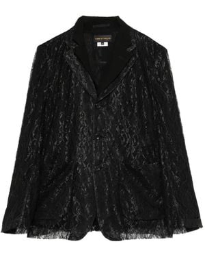 Comme des Garçons Lace-Overlay Notched-Lapels Blazer - Black