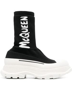 McQueen Bottines Tread En Maille - Noir