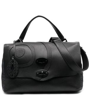 Zanellato Foldover Top Leather Satchel - Black