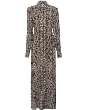 Balmain Python Print Long Shirt Dress - Grey