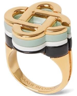 CASABLANCA Enamel-Detailed Logo Ring - Metallic