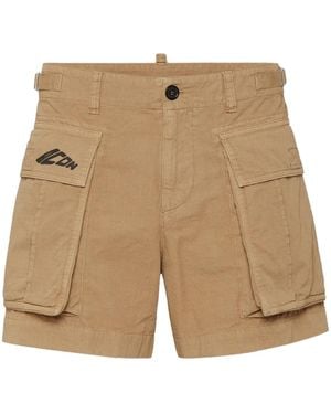 DSquared² Icon-Print Cargo Shorts - Natural