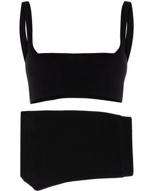 RED Valentino Knitted Crop Top And Shorts Set - Black