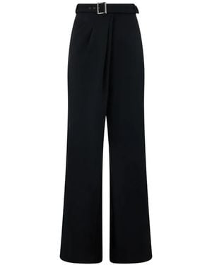 Alberta Ferretti Belted Pleated Straight Pants - Black