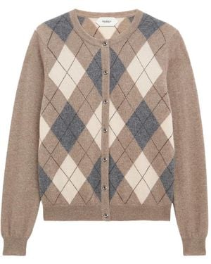 Pringle of Scotland Argyle Crew-Neck Cardigan - White